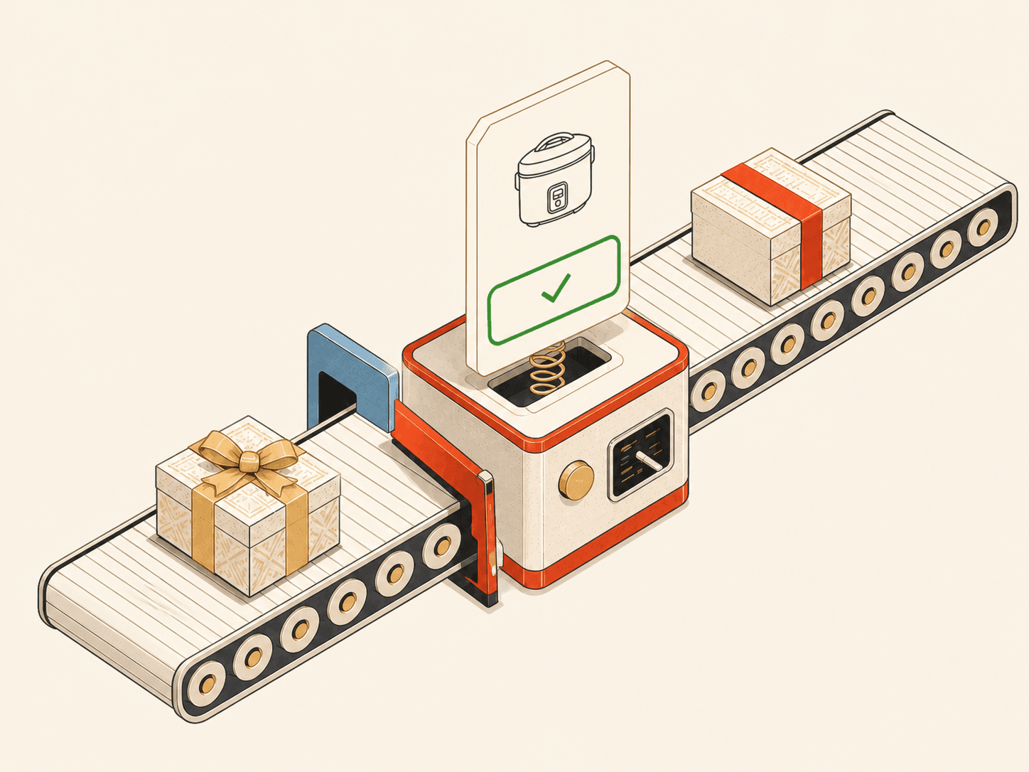 Hadiah pernikahan melewati sebuah mesin registry